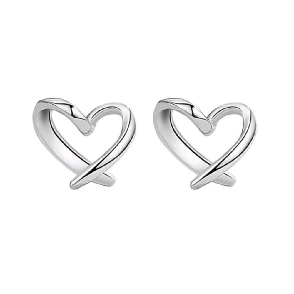 Heart-shaped stud earrings - hypoallergenic